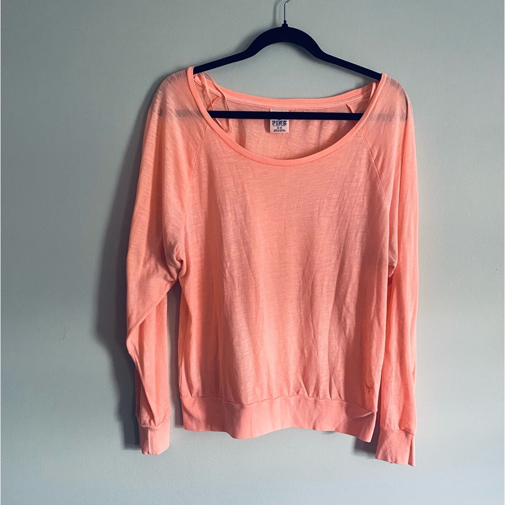 Victoria's Secret PINK Women's Peach Orange Long Sleeve Shirt Size Medium